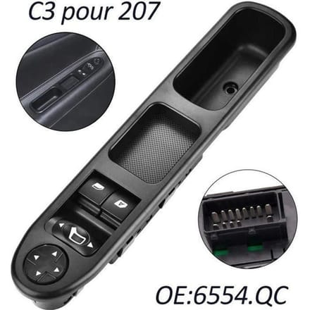 Progrès-Levé Vitre 207 Avant Gauche Drive CÔTÉ Vitre Électrique Interrupteur Principal 6554QC Interrupteur de Lève-Vitre pour 207