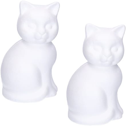 Rayher hobby Piepschuim dieren poes/kat - 2x - wit - 23 cm - zelf decoreren