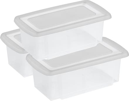 Sunware 3x stuks opslagbox kunststof 7 liter transparant 38 x 21 x 14 cm met afsluitbare deksel