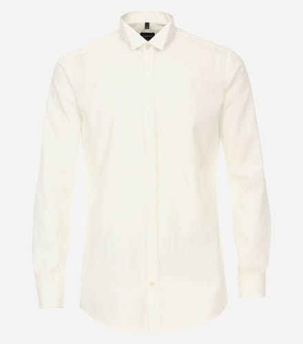 VENTI modern fit smoking overhemd - popeline - beige - Strijkvrij - Boordmaat: 44
