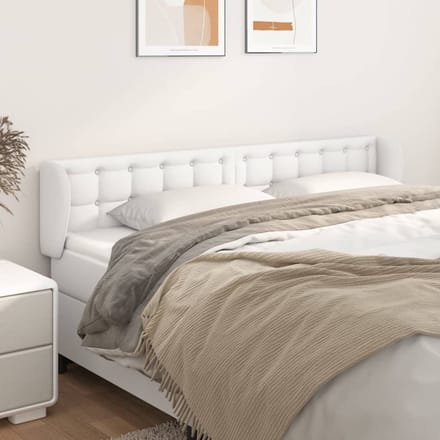 vidaXL - Hoofdbord - met - randen - 183x23x78/88 - cm - kunstleer - wit