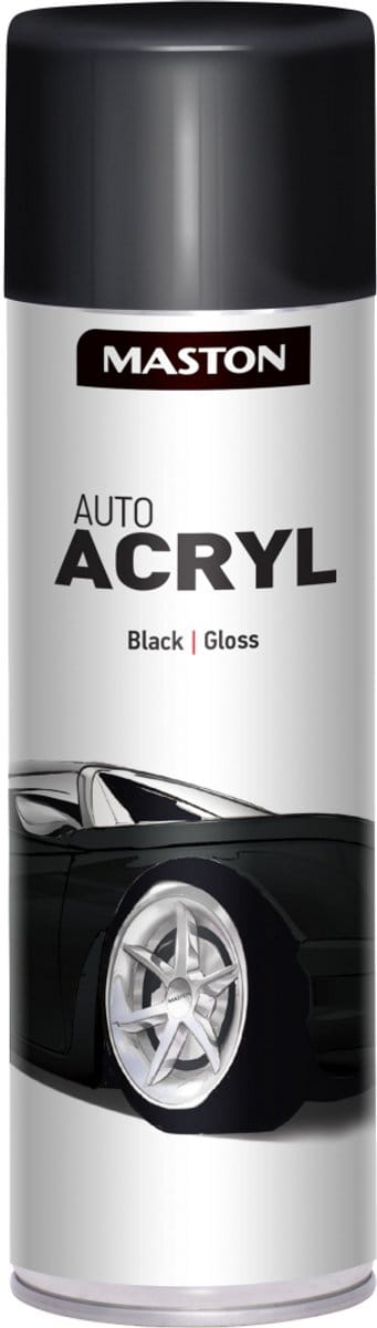 Maston Auto Acryl Spray - Hoogglans - Zwart - autolak - 500 ml - spuitbus verf