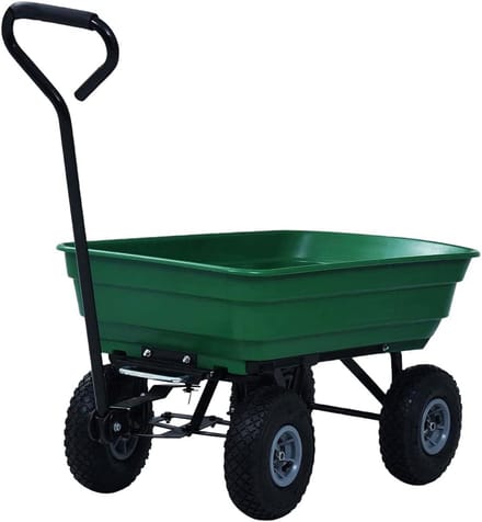 Robuuste Tuinkar Kiepwagen 75L Draagvermogen 300 kg Groen