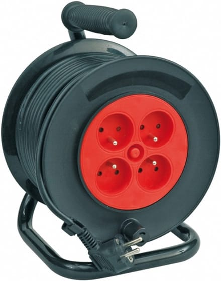 Vorel 82682 - Stekkerdoos op Haspel - 25m - Vier Stopcontacten - Thermische Beveiliging
