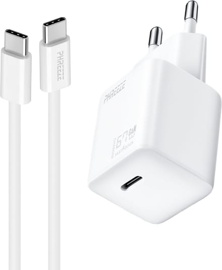 Snellader met usb C naar usb C kabel - 65w usb C oplader - usb C naar usb C - Super Fast Charger - Power Delivery 3.0 - GaN - Wit
