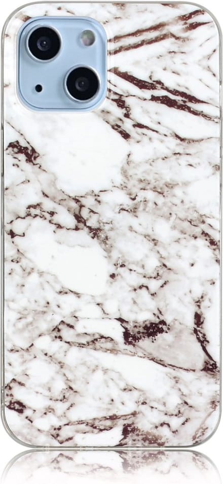 Peachy Marble TPU marmersteen hoesje geschikt voor iPhone 13 mini - wit