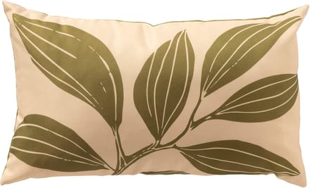 Textino - LAURENS - buitenkussen 30x50 cm - bladmotief - Semolina - beige, groen