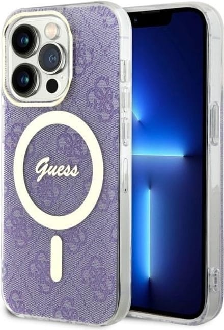 Guess 4G Back Case (MagSafe Compatible) - Geschikt voor Apple iPhone 14 Pro (6.1") - Paars