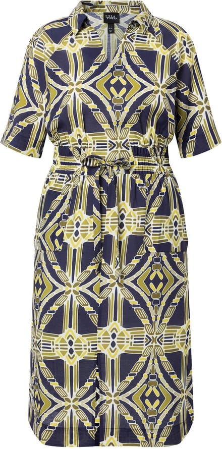 Ulla Popken - Dames - Midi-jurken - Marine - Maat 46+