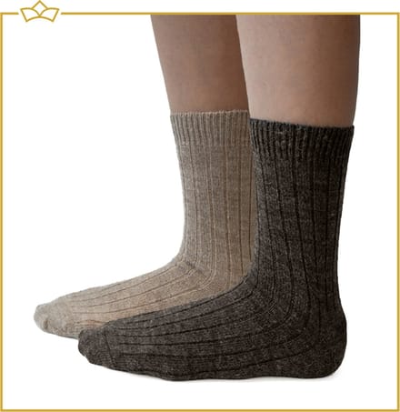 ATTREZZO® Sokken - Alpaca wol - 2 paar - maat 39-42 - Lichtbruin/Donkerbruin
