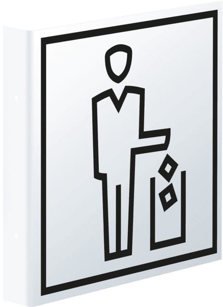 Haaks bord prullenbak - kunststof - 150 x 150 mm