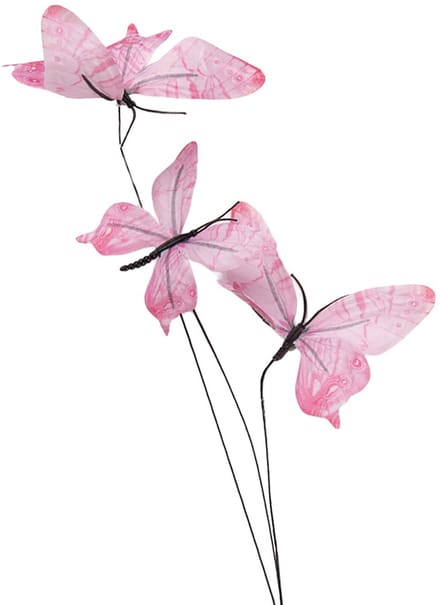 Clayre & Eef Decoratie Tak Vlinder 10x10x65 cm Roze Textiel