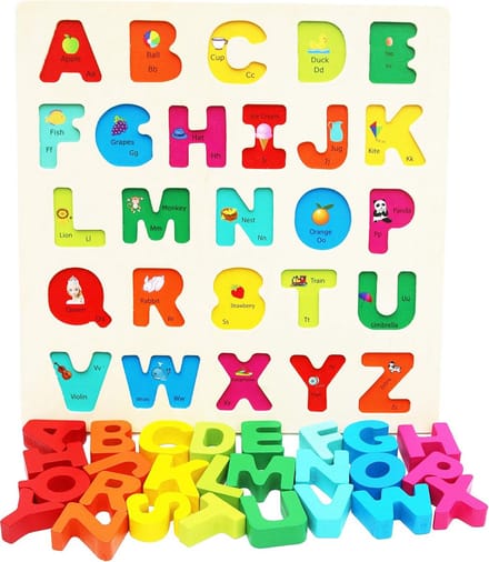 Houten Alfabet Puzzel - Chunky Size Peuterspeelgoed voor Vroeg Leren