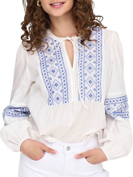 JDY Lulu Embroidery LS Shirt Dames - Maat M