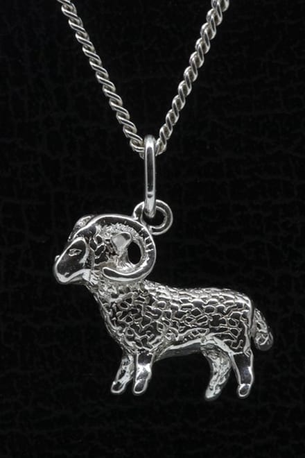 Zilveren Sterrenbeeld Ram ketting hanger - groot