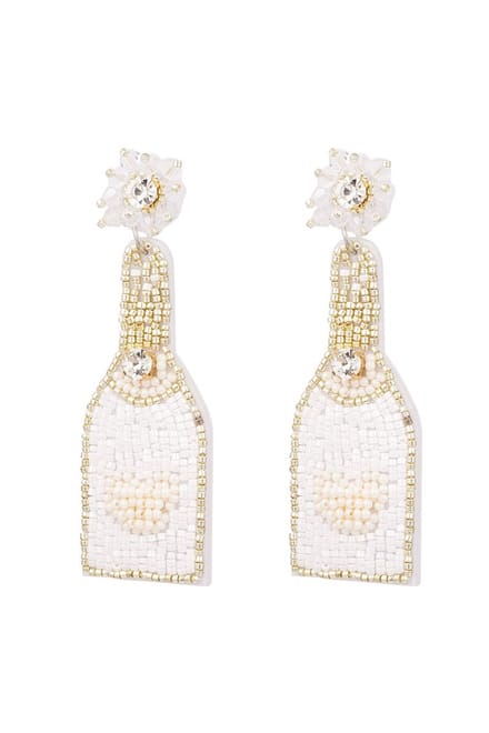 Bijoutheek Oorknoppen Fles Champagne Wit