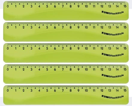 5x Flexibele Liniaal 15 cm - Onbreekbaar Lineaal Groen voor School en Kantoor