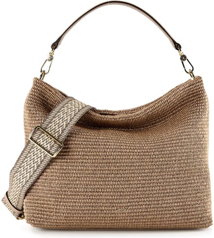 abro schoudertas Raffia Hobo Bag Kaia Siena Taupe