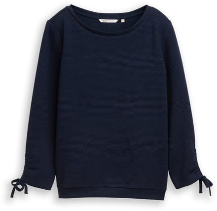 Tom Tailor Denim - Slim fit sweatshirt met gerimpelde mouwen - Maat S - sky captain blue