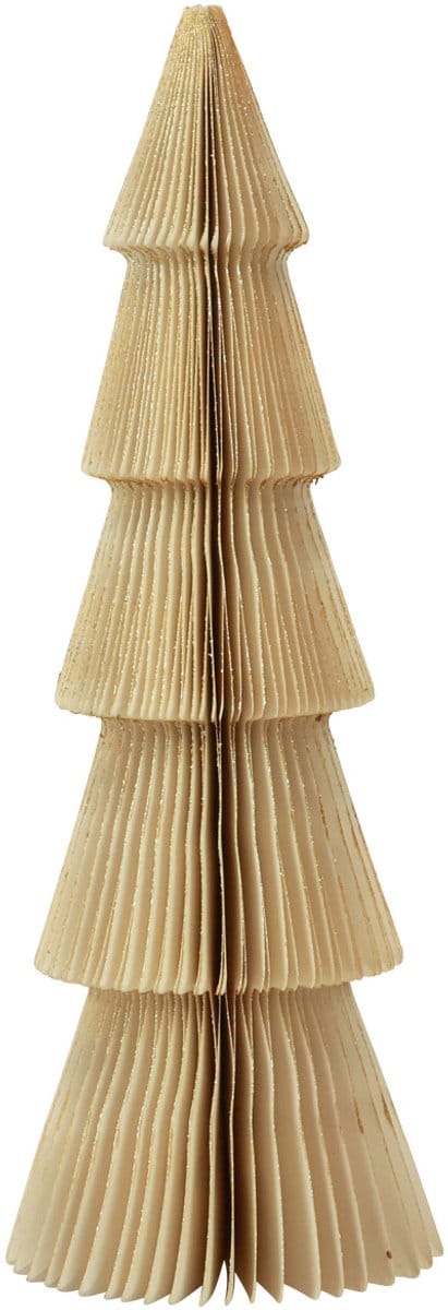 Papieren kerstboom klein crème goud H30cm