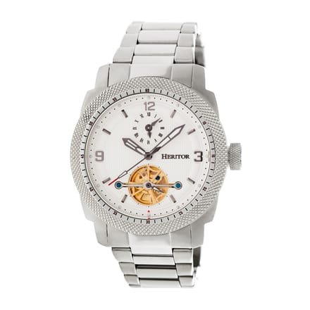 Heritor Automatic Helmsley Semi-Skeleton Armbandhorloge - Zilver/Wit