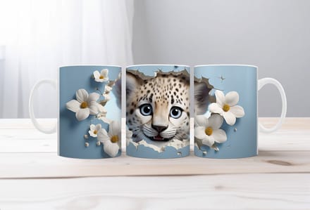3D koffiemok Cheetah Mug Wrap