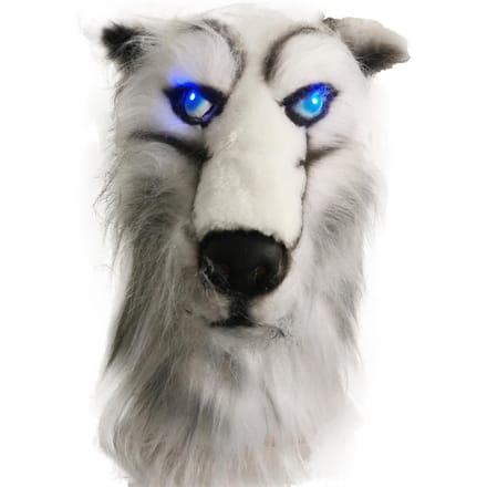Masque husky en latex avec des yeux lumineux One size fits all adults blanc