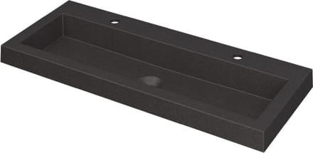 INK Dock wastafel quartz met ,2 kraangaten, 100x6x40cm, quartz zwart