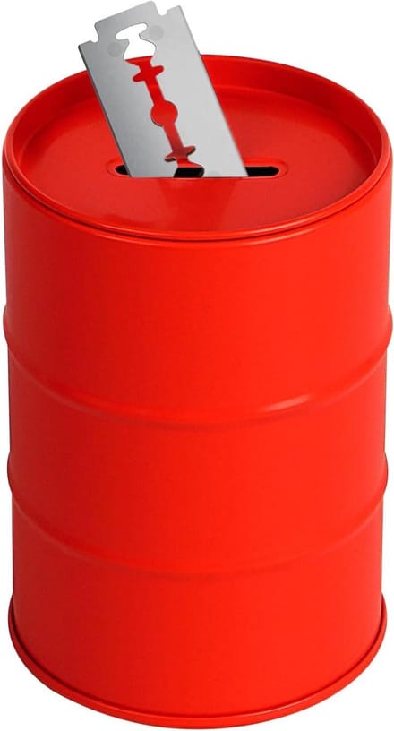 Allecto Plus - Veilige Metalen Scheermes Afvalcontainer voor Gebruikte Mesjes (Rood) met Sleufopening