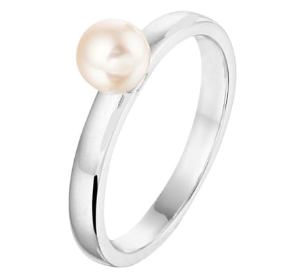 Zilver Gerhodineerde Ring parel 1333340 18.50 mm (58)