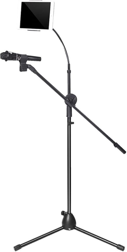 Vloerstatief met houder - Microfoon standaard - Livestreaming Zingen - 2-in-1 ontwerp - Verstelbaar 150cm - Zwart