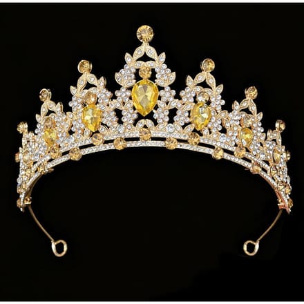 Goud Champagne Bruids Tiara Kroon Driedelig Bruiloft Ketting Oorbellen Strass Set Bruiloft Accessoires beige