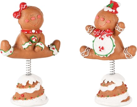 Dekoratief | Cookie op springveer, resina, 10x6x16cm, set van 2 stuks | A245251