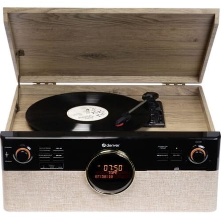 Denver Retro Platenspeler - DAB+/FM Radio - CD - Cassette - Bluetooth - Auto stop - MRD180
