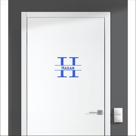 Deursticker Met Naam -  Hasan - Blauw