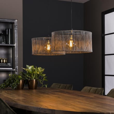 Hoyz Hoyz hanglamp 2l stringshade metaal zwart nikkel 120x45x150