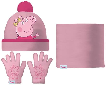 Muts, Handschoenen en Nekwarmer Peppa Pig Cosy corner Roze