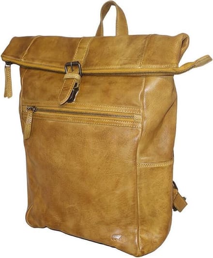 Bear Design Pergola Leren Laptop Rolltop Rugtas - 13 inch - Okergeel