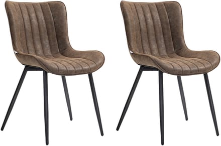 HOMCOM Eetkamerstoel - Synthetische bekleding - 49x61x80,5cm - Bruin