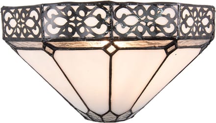 LumiLamp Wandlamp Tiffany 30x15x16 cm Wit Bruin Metaal Glas Driehoek Muurlamp