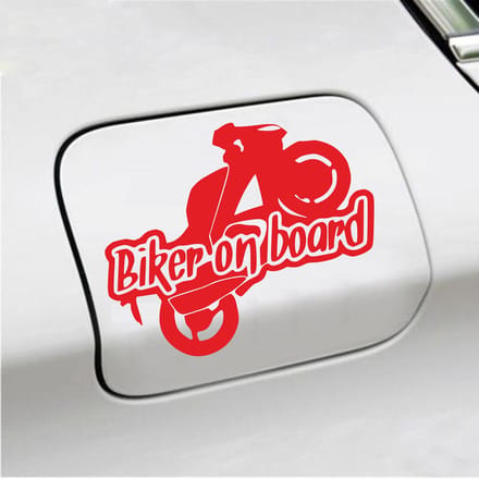 Bumpersticker - Biker On Board - 11,9 X 14,8 - Rood