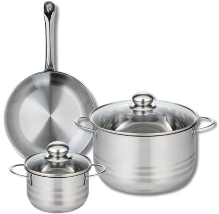 Set van 1 Koekenpan 24 cm en 2 kookpotten 14 en 24 cm Elo Profi Brillant
