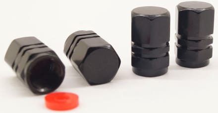 Schrader (auto) ventiel - Zwart hexagon met afdichting ventieldop
