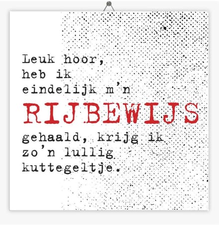 Tegeltje Rijbewijs - Stippel - Kuttegeltje - 10,8 x 10,8 cm