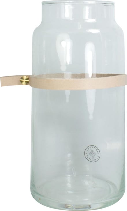 TAK Design Vaas Wrap Me Mini - Incl. Lederen Band - Glas - Ø10 x 20 cm - Bruin