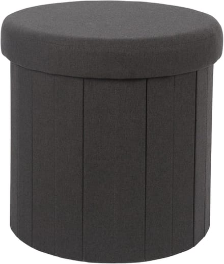 Home Deco Factory Poef/hocker opvouwbaar - latten design - opbergbox - zwart - polyester/mdf - 38 x 38 cm