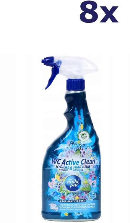 8x Ambi pur Wc spray - 750ml - active clean moonlight flowers