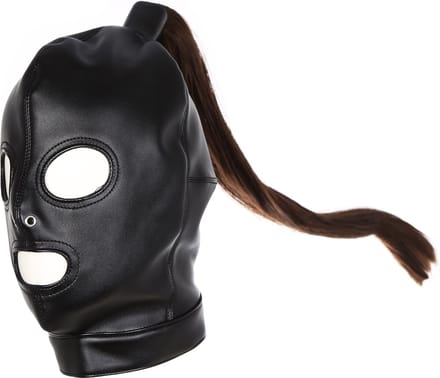 Banoch | Masker Pony Tail staart | zwart imitatie leer | Bondage play