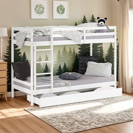 Homestyle4u hoogslaper - 90x200 cm - wit - opbergruimte