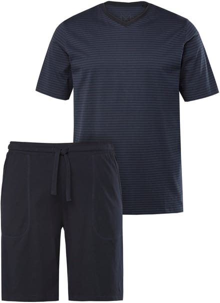 JP 1880 - Heren - Pyjama tweedelige set strepen - Navy blauw - Maat L